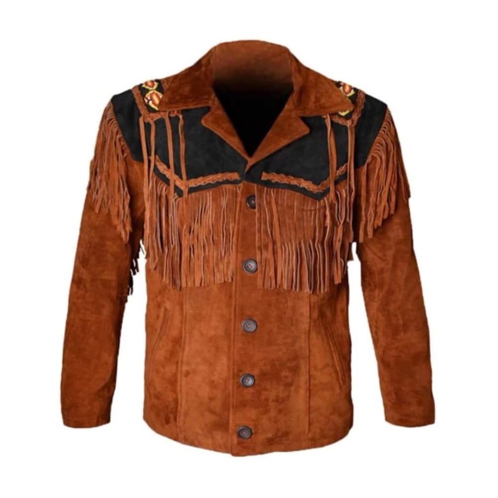 Brown Suede Fringe Western Jacket